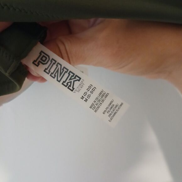 Victorias Secret Bikini Top Size Medium D/DD Green Blue Pink Colorblock Beach - Picture 3 of 5